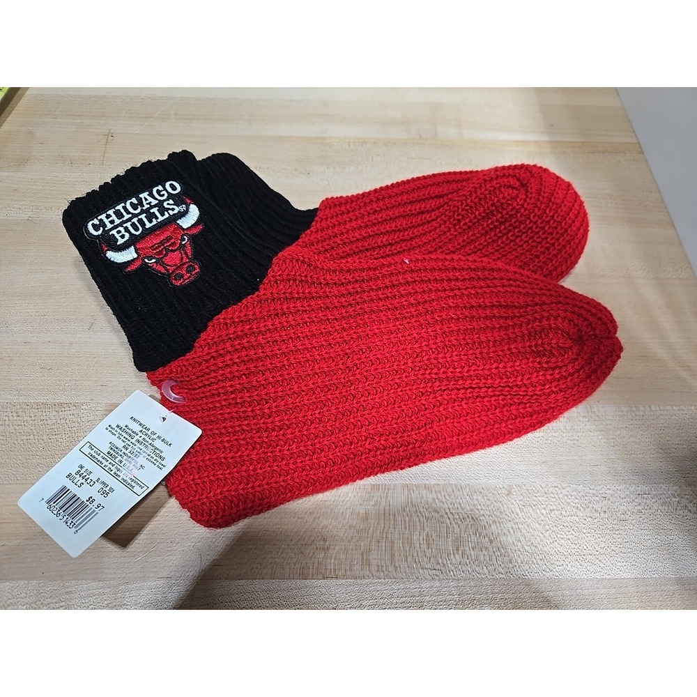 Vtg CHICAGO BULLS Knit Slippers Golf Club Covers Socks Deadstock Michael JORDAN